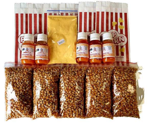 150 Serves Cinema Quality Popcorn Kit, Suits 8oz Machine, Popcorn,Salt,Oil,bags