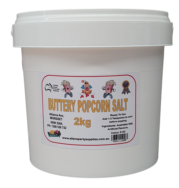 2kg Tub Buttery Popcorn Salt Allan's Party Supplies