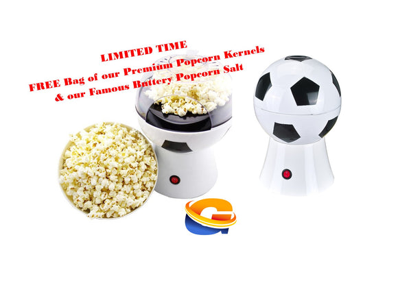 Soccer Ball Mini Hot Air Popcorn Machine, Easy To Use, Black & White