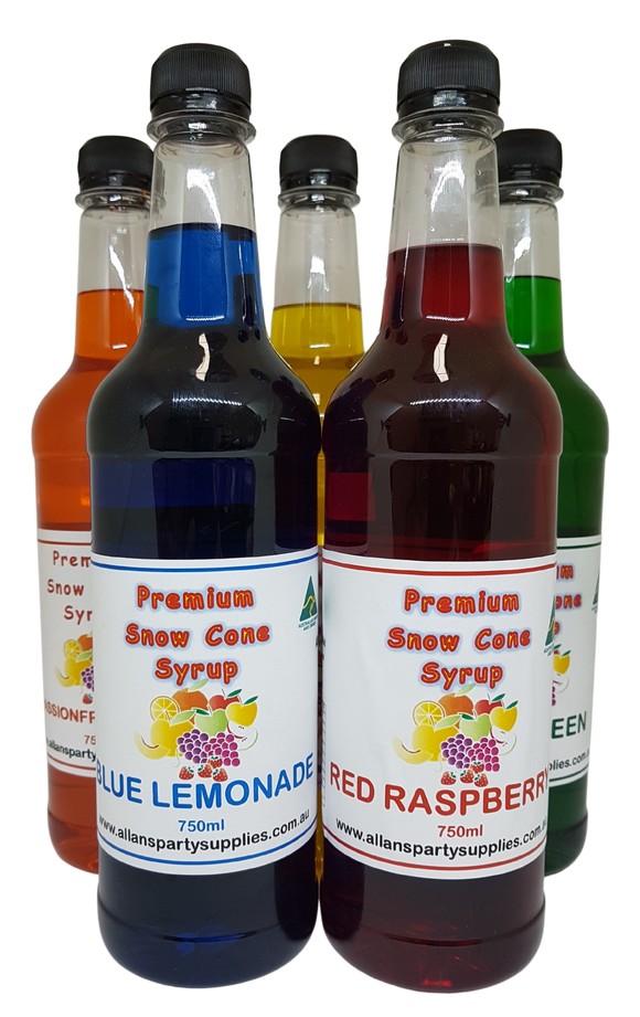 5 x 750ml Ready-to-Use Syrup (RTU) Snow Cone, Shaved Ice Syrup