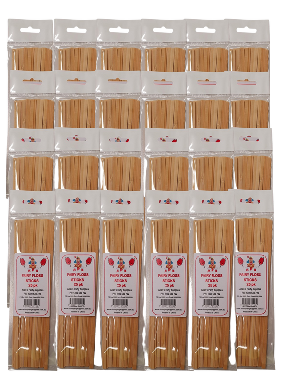 24 x 25 pack Premium Eco Friendly Bamboo Fairy Floss Sticks, Cotton Candy Sticks 250mm